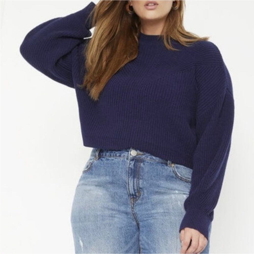 Eloquii Balloon Sleeve Sweater Women's Size 14/16 Blue Capsule Wardrobe